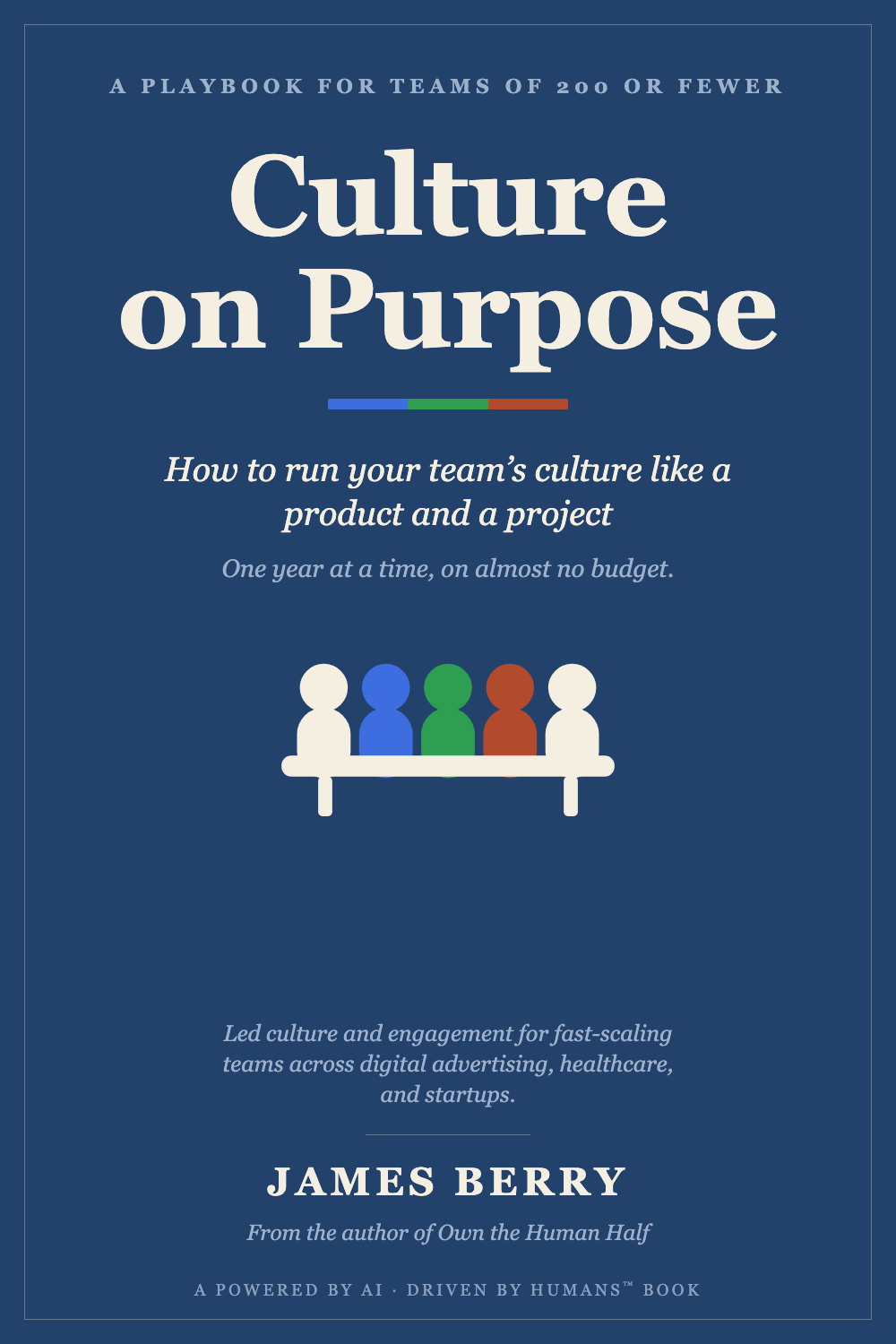 Culture on Purpose book cover: how to run your team's culture like a product and a project, by James Berry