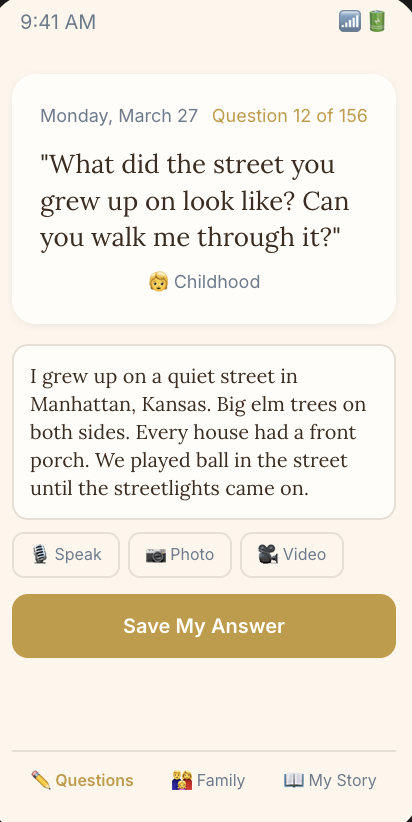 Family Stori — question answering experience